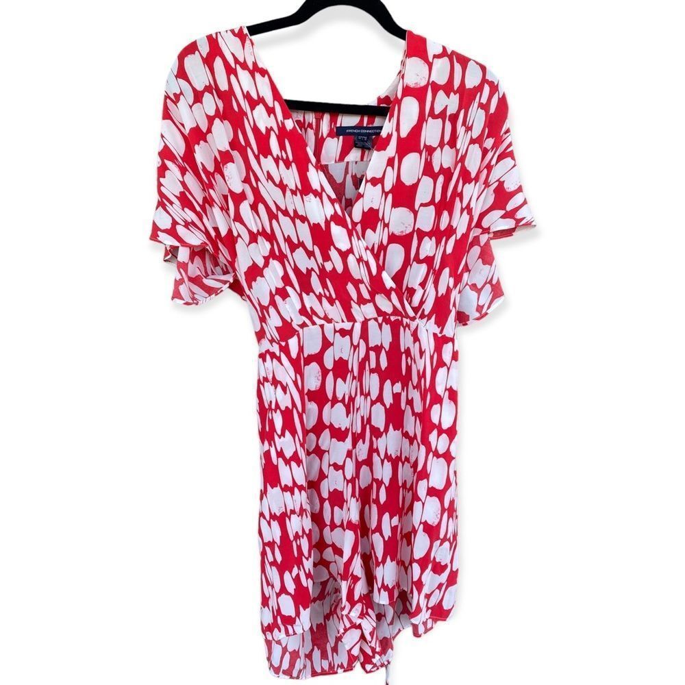 FRENCH CONNECTION Baez Lollipop Red Short Sleeve D-Ring Belt Romper Sz 10 NWT